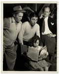 8" x 10" Glossy Photo Circa 1935 -- Publicity Still Features Moe With His Daughter Joan, Along With Curly & Larry -- Very Good Condition